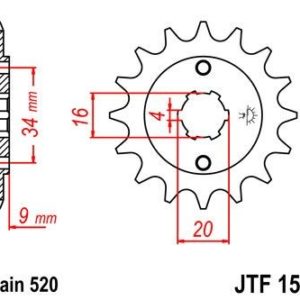 Piñon JT 1554 de acero con 13 dientes
