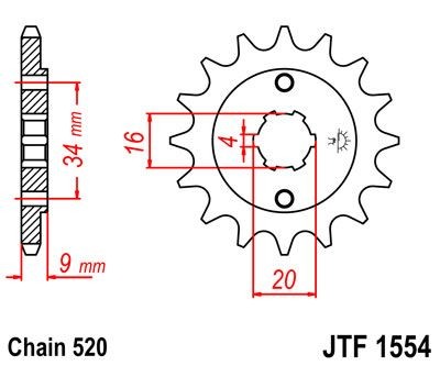 Piñon JT 1554 de acero con 14 dientes