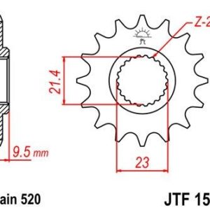 Piñon JT 1577 de acero con 15 dientes