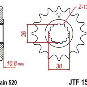 Piñon JT 1579 de acero con 16 dientes