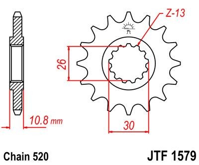 Piñon JT 1579 de acero con 16 dientes