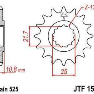 Piñon JT 1586 de acero con 15 dientes