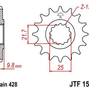 Piñon JT 1587 de acero con 19 dientes