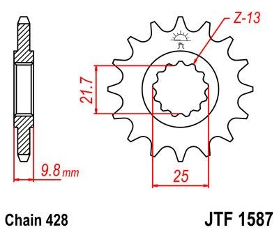 Piñon JT 1587 de acero con 19 dientes