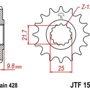 Piñon JT 1587 de acero con 20 dientes