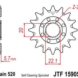 Piñon JT 1590SC  autolimpiable de acero con 13 dientes