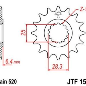 Piñon JT 1592 de acero con 14 dientes