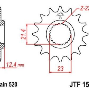 Piñon JT 1593 de acero con 14 dientes