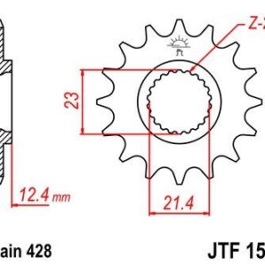 Piñon JT 1594 de acero con 15 dientes