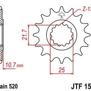 Piñon JT 1595 de acero con 16 dientes