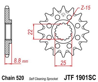 Piñon JT 1901SC de acero con 12 dientes