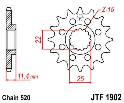 Piñon JT 1902 de acero con 14 dientes