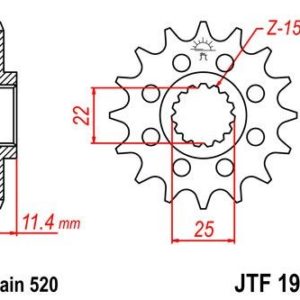 Piñon JT 1902 de acero con 15 dientes