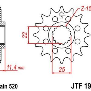 Piñon JT 1902 de acero con 16 dientes