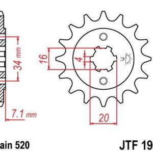 Piñon JT 1903 de acero con 14 dientes