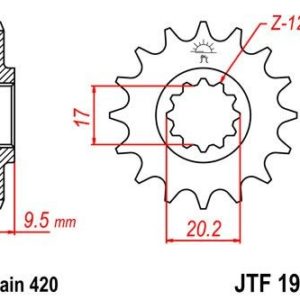 Piñon JT 1906 de acero con 12 dientes