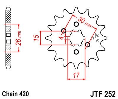 Piñon JT 252 de acero con 12 dientes