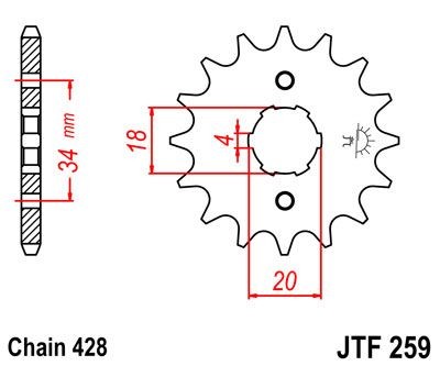 Piñon JT 259 de acero con 16 dientes
