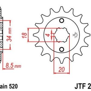 Piñon JT 270 de acero con 14 dientes