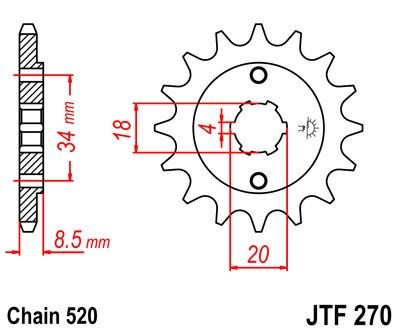 Piñon JT 270 de acero con 14 dientes