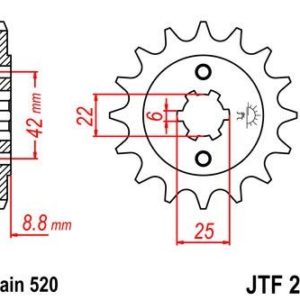 Piñon JT 276 de acero con 15 dientes