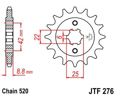 Piñon JT 276 de acero con 15 dientes