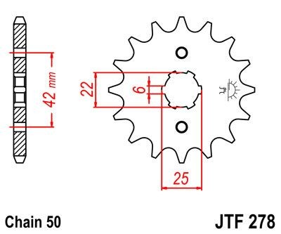 Piñon JT 278 de acero con 15 dientes
