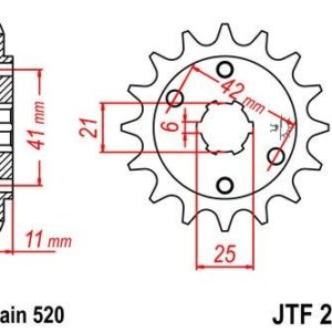 Piñon JT 283 de acero con 14 dientes