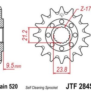 Piñon JT 284SC  autolimpiable de acero con 14 dientes