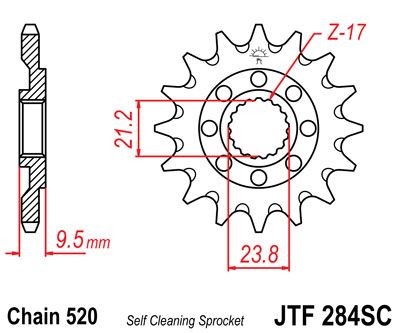 Piñon JT 284SC  autolimpiable de acero con 14 dientes