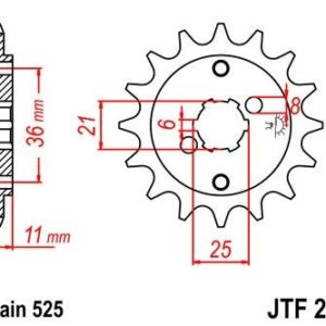 Piñon JT 290 de acero con 14 dientes