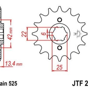 HONDA - Piñon JT 291 de acero con 15 dientes -