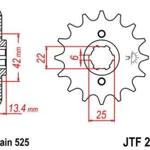 Piñon JT 291 de acero con 16 dientes