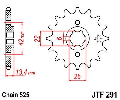 Piñon JT 291 de acero con 16 dientes