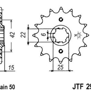 Piñon JT 292 de acero con 16 dientes