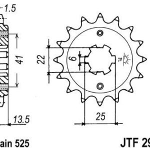 HONDA - Piñon JT 293 de acero con 16 dientes -