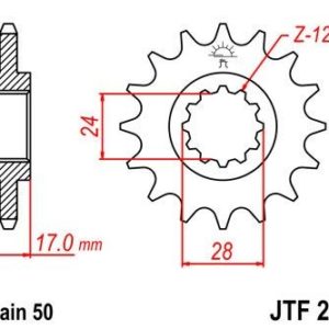 Piñon JT 295 de acero con 15 dientes