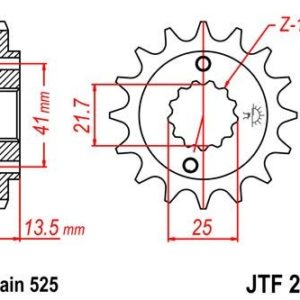 Piñon JT 296 de acero con 15 dientes