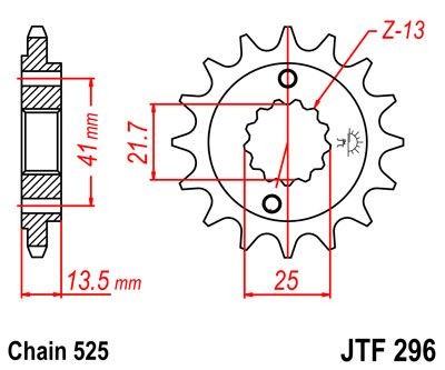 Piñon JT 296 de acero con 15 dientes