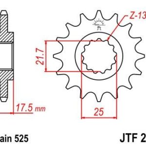 Piñon JT 297 de acero con 15 dientes
