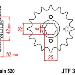 Piñon JT 306 de acero con 15 dientes