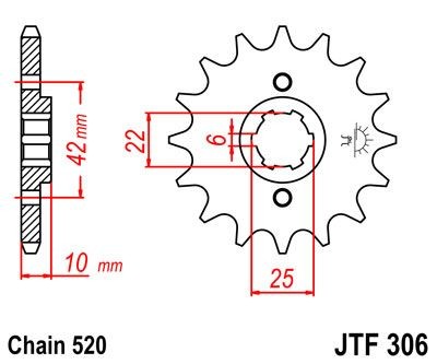 Piñon JT 306 de acero con 15 dientes