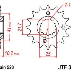 Piñon JT 308 de acero con 14 dientes