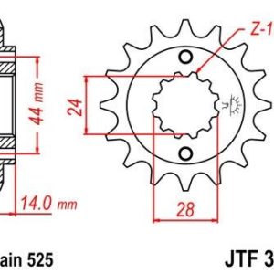 Piñon JT 314 de acero con 16 dientes