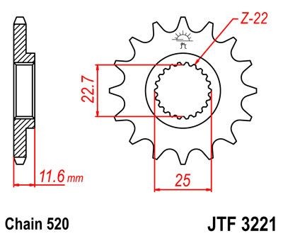 Piñon JT 3221 de acero con 12 dientes