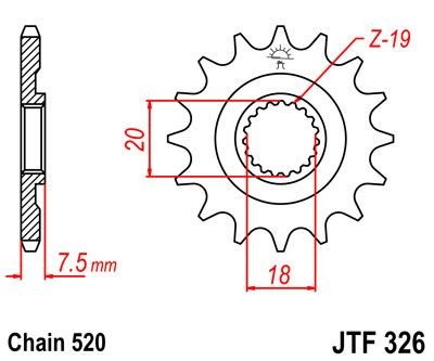 Piñon JT 326 de acero con 12 dientes
