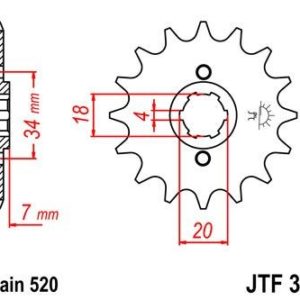 Piñon JT 329 de acero con 14 dientes