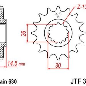 HONDA - Piñon JT 330 de acero con 15 dientes -