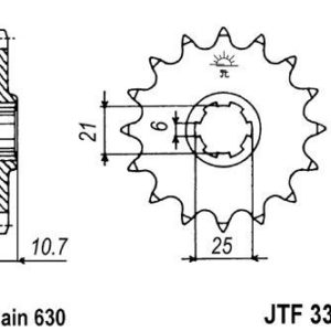 HONDA - Piñon JT 331 de acero con 15 dientes -