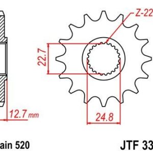 Piñon JT 3323 de acero con 22 dientes